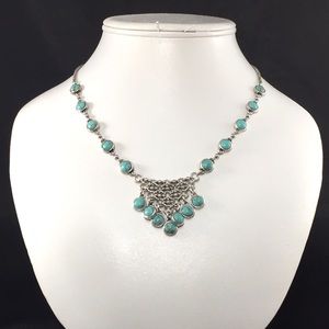 Lucky Brand turquoise and silver bib necklace